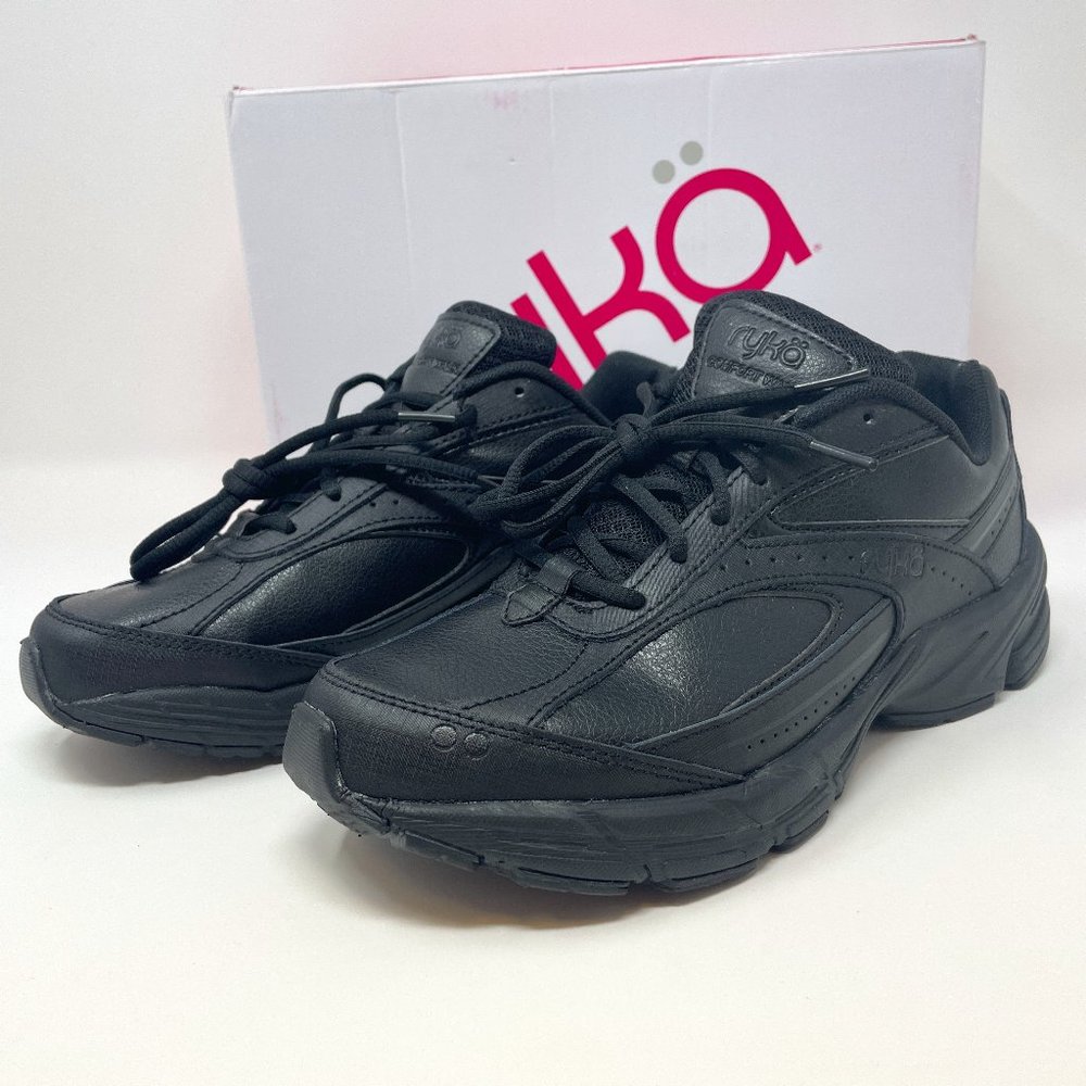 RYKA Women's Comfort Leather Walking Shoe Black Size 7 NEW with BOX FAST SHIP!